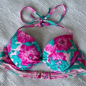 Floral Pink and Green Bikini Top